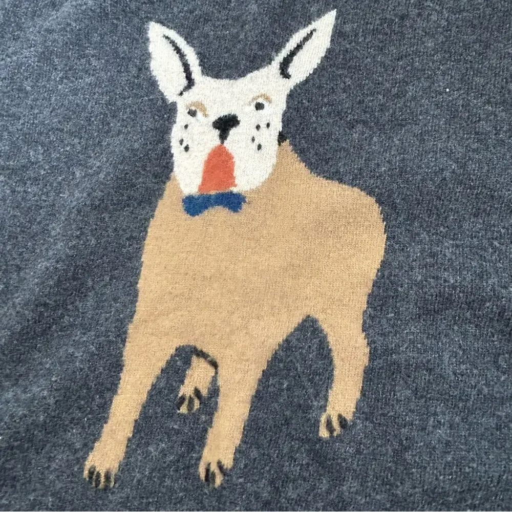 J. Crew Frenchie French Bulldog Dark Gray Sweater Wool Blend XL - Picture 8 of 9